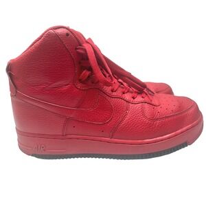 Nike Air Force 1 High 07 Red Leather Sneakers Mens Size 12‎ AO2440-600